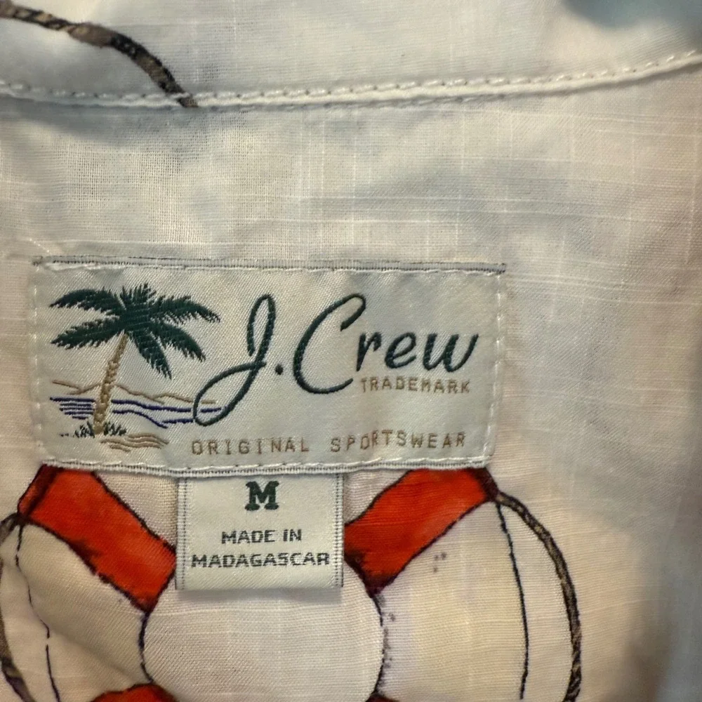 J.‎ Crew VTG Retro Crabs Boats Fish Beach Sailing Button-Up Shirt Size M Coastal